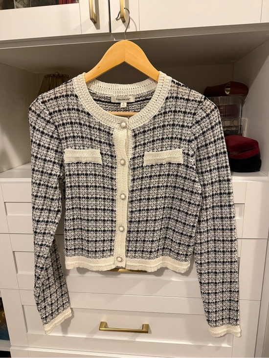 Francesca's Collections Sweaters - Francesca's Black & Cream Tweed Knit Cardigan